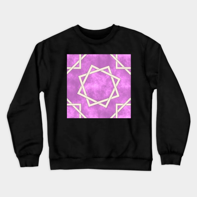 Octagrams on Pink Clouds Pattern Crewneck Sweatshirt by SolarCross